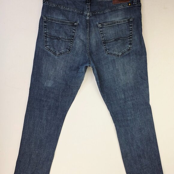 Lucky Brand Size 32X30 Mens 410 Athletic Fit Blue Denim 5 Pocket Logo Tag Jeans - Picture 1 of 11